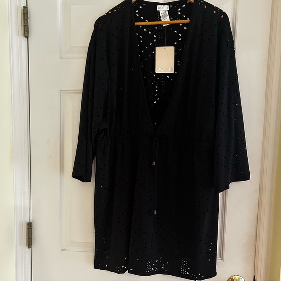 NWT DOTTI for Soma Mayan Diamond Laser Cut Tunic Coverup in Black - Picture 8 of 13